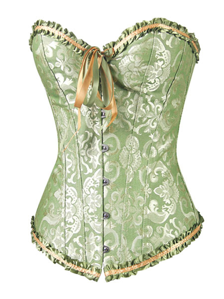 

Jacquard Lace Up Overbust Corsets, White;red;black;green
