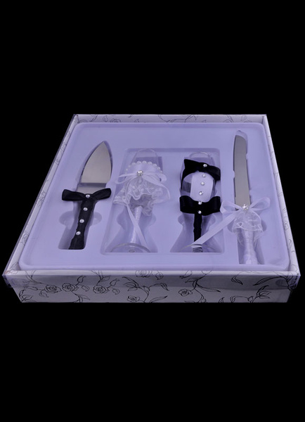 

Wedding Serving Set Bride And Groom Cake Knife And Champagne Toasting Flutes(38 Cm X 39 Cm X 7.5 Cm, Transparent