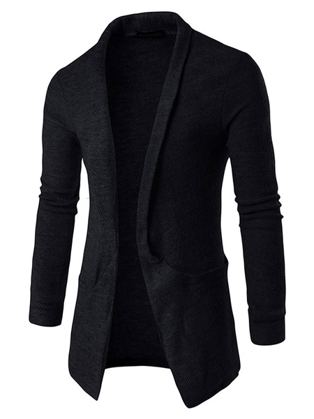 

Men's Sweater Cardigan Black Long Sleeve Fit Casual Cardigan Coat