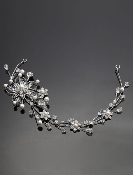 Image of Nozze d'argento copricapo in lega strass perle gioielli da sposa capelli