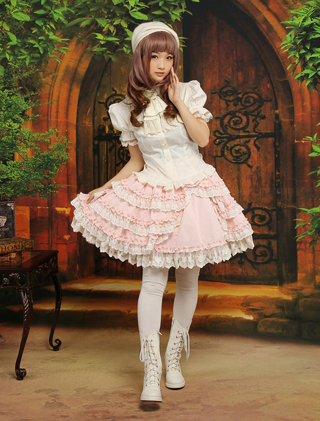 Image of Dolce fiocco rosa cotone Blend Lolita gonna