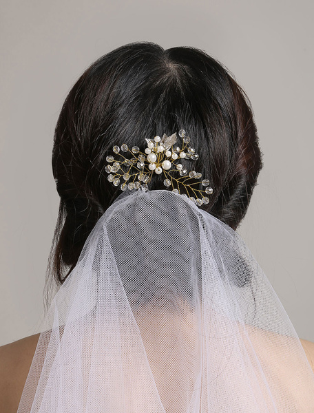 

Silver Wedding Hair Pin Pearls Detail Leaf Shape Wedding Headpieces
