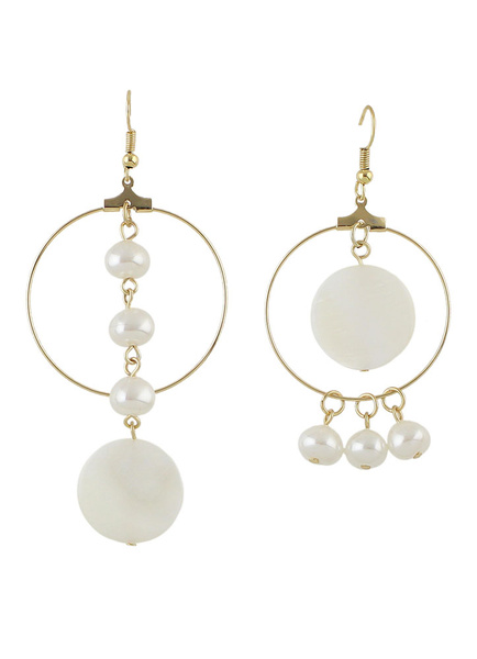 

Gold Hoop Earrings Women's Chic Pearls Detail Dangle Earrings, Blond