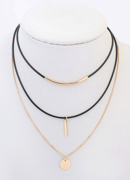 

Gold Layered Necklace Chain Triple Strand Women's Choker Necklace, Blond;silver