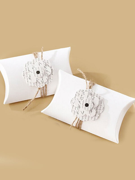 

Wedding Favor Boxes White Flowers Pillow Type Small Gift Box (12pcs A Set )