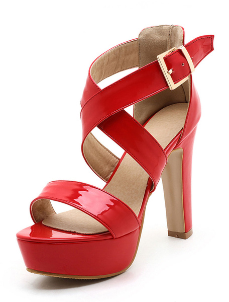 

Red Platform Sandals Women's Open Toe Stiletto Strappy High Heel Sandal Shoes, Black;red;white