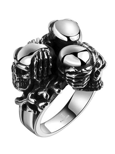 

Vintage Silver Ring Skulls Men's Stainless Steel Punk Rings
