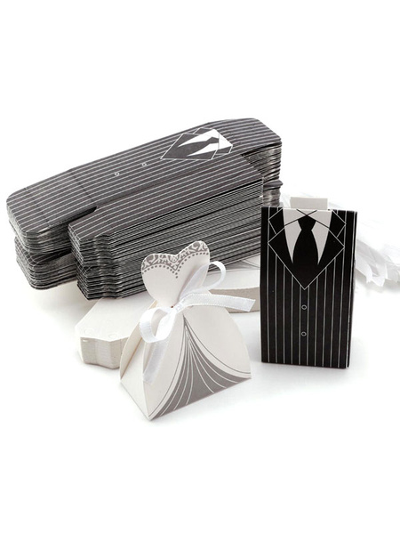 

Wedding Favor Boxes Brides Groom Paper Wedding Party Favor Containers Set Of 12, White