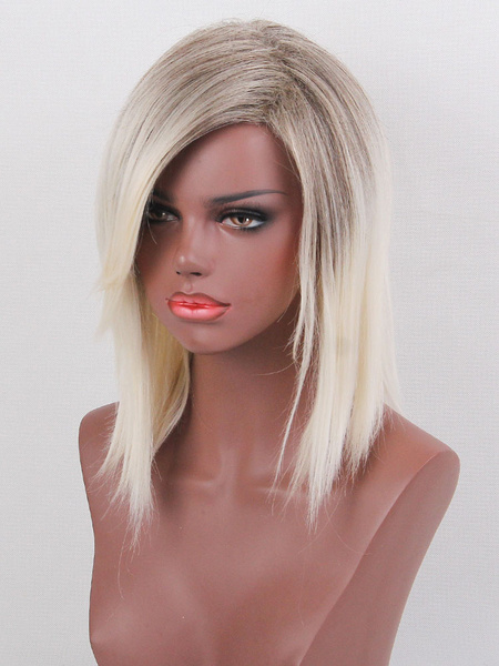 

Human Hair Wigs Light Apricot Side Parting Straight Hair Wigs For Women