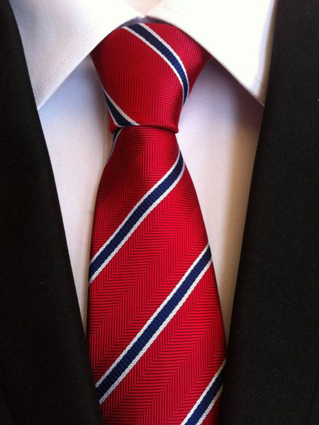 

Red Men's Ties Polyester Striped Neck Tie