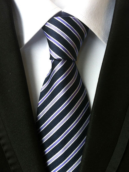 

Men's Black Ties Polyester Chic Striped Tie