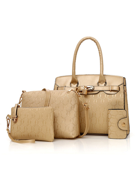 

Leather Purse Set Champagne 4 Pcs Handbags Shoulder Bags Clutch Bag Wallet Composite Bags For Women