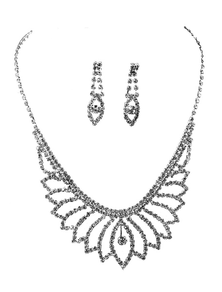 Image of Completi gioielli argenti promessa di matrimonio classico & tradizionali collana&orecchini gioielli Set