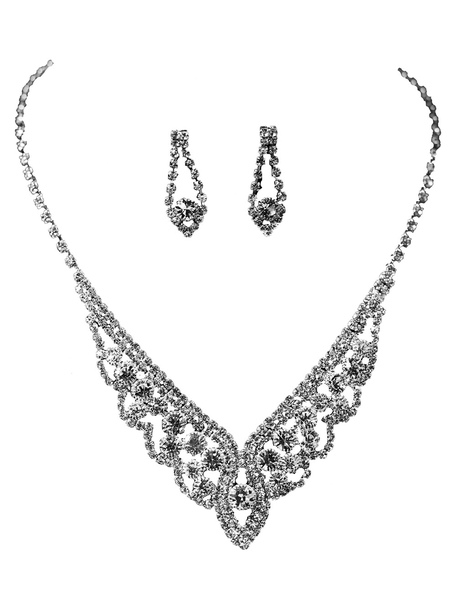 Image of Completo gioielli promessa di matrimonio argento classico & tradizionale gioielli Set collana&orecchini