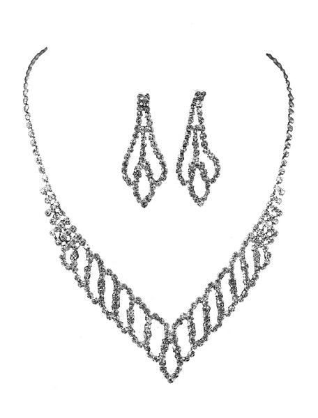 Image of Completo gioielli argento gioielli Set collana&orecchini promessa di matrimonio per la festa di matrimonio classico & tradizionale