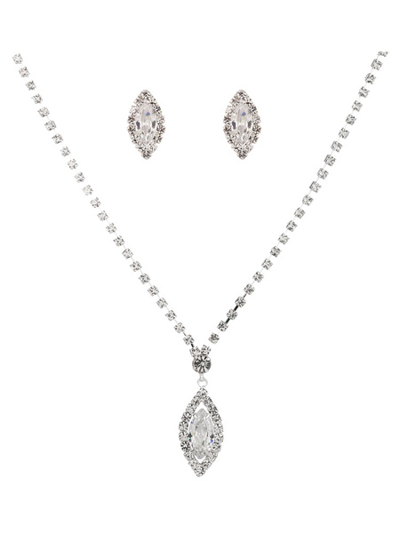 Image of Completo gioielli il giorno del fidanzamento argento gioielli Set collana&orecchini a bottone