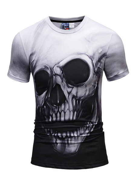 

Black T Shirt Round Neck Short Sleeve Printed Casual Top Men T Shirt