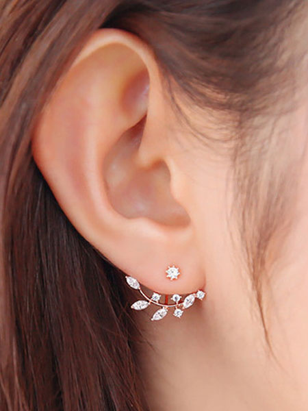 

Women's Stud Earrings Crystal Leaf Sweet Alloy Ear Pins