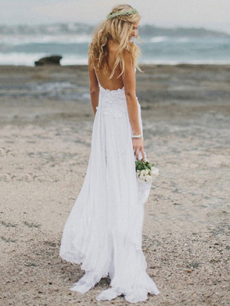 

White Long Dress Boho Beach Dress Lace Split Sheer Summer Slip Dress For Women