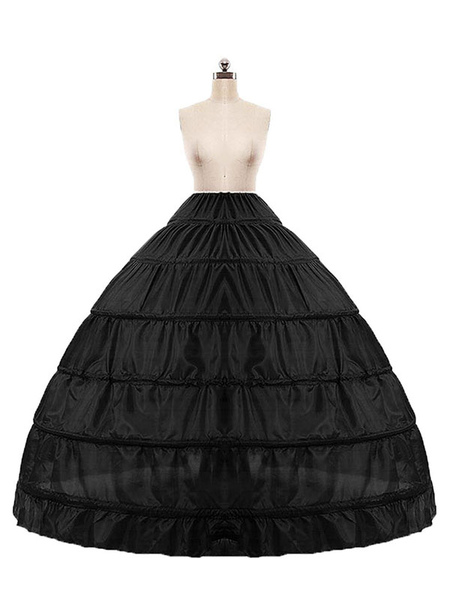 

Milanoo Wedding Crinoline Full Gown Slip Black One Tier Bridal Petticoat, Black;red