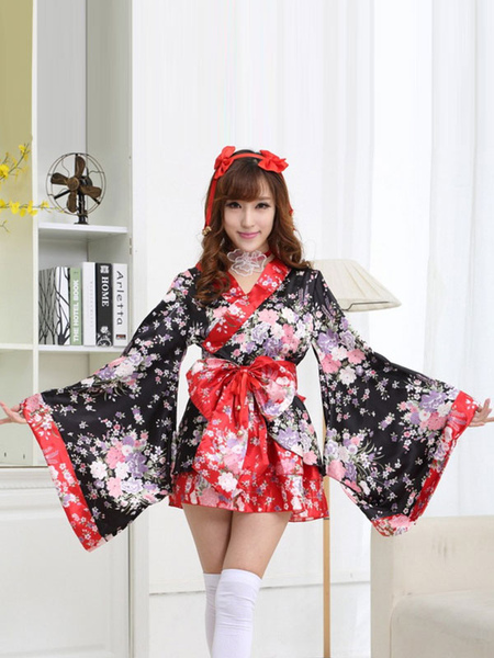 Image of Costume Carnevale Kimono giapponese Costume Halloween femminile breve Lolita Dress Maid Cosplay Anime Set