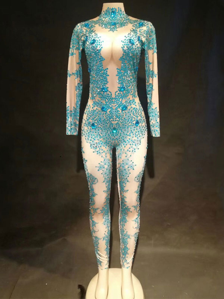 Image of Carnevale Tute di perline con maniche lunghe blu e maniche lunghe da donna Halloween