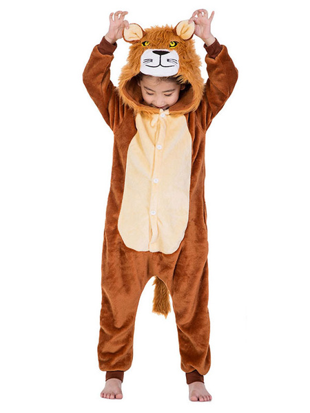 Image of Carnevale Costume da Halloween per animali da notte per mascotte in pigiama di flanella con pigiama di tutina per bambini Lion Kigurumi Halloween