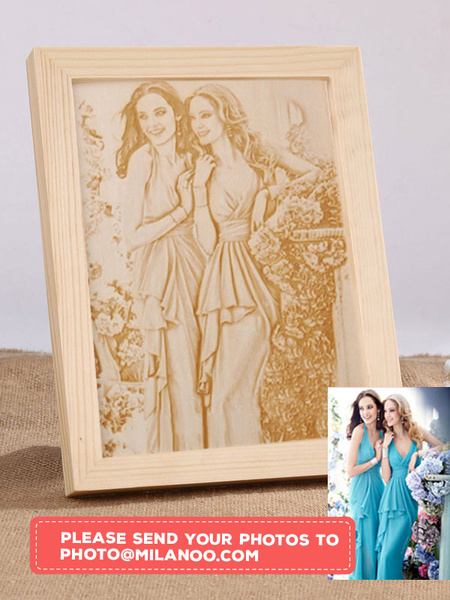 

Personalized Wedding Decor Ceremony Anniversary Photo Laser Wood Engrave For Family Friend ( Photo P