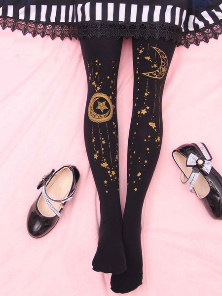 Image of Calze Lolita dolci con stampe calze sopra al ginocchio velluto tea party
