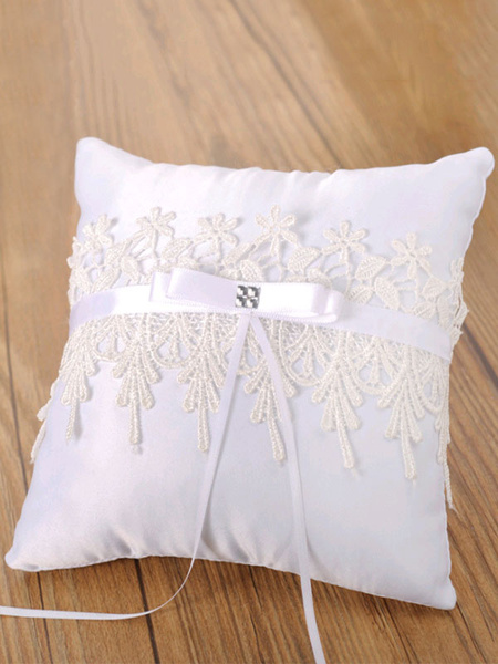 

Milanoo Ring Bearer Pillows Lace Bows White Wedding Ceremony Supplies