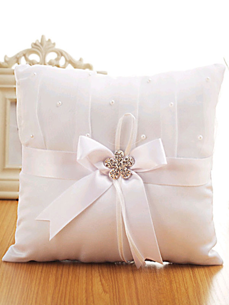 

Milanoo Ring Bearer Pillows Pearls Bows White Wedding Ceremony Supplies