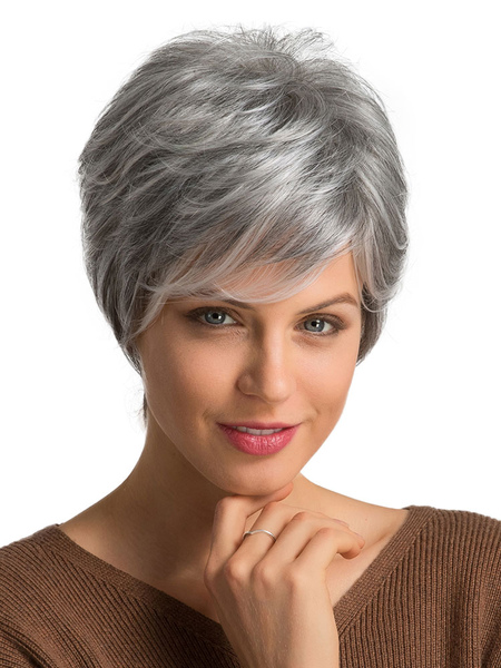 Image of Parrucche per capelli di scarsità grigia 2024 parrucche dei capelli umani per le donne