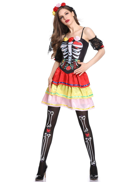 Image of Carnevale Abbraccio sexy delle donne di Halloween del costume della sposa del cadavere di scheletro Halloween