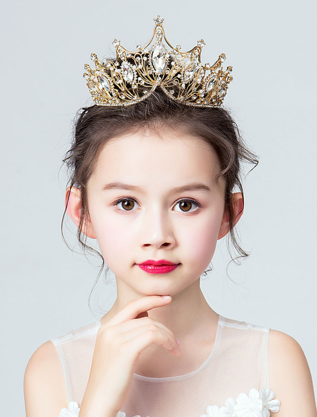 

Milanoo Flower Girl Tiara Crown Headpieces Rhinestone Kids Hair Accessories, Silver;blond