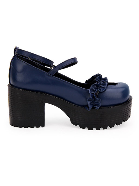 

Milanoo Sweet Lolita Pumps Heart Cut Out Ruched Platform Chunky Heel Round Toe Lolita Shoes, Burgundy;white;deep blue;black;deep brown