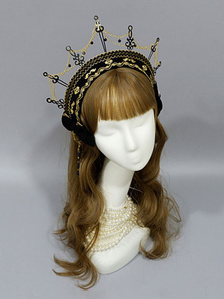 Image of Gothic Lolita Headdress Crown Catene in metallo nero Accessori per capelli Lolita