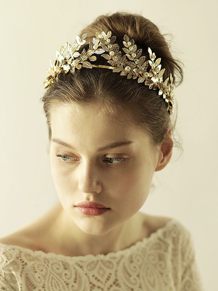 

Milanoo Headpieces Wedding Accessory Leaf Metal Hair Accessories For Bride, Blond
