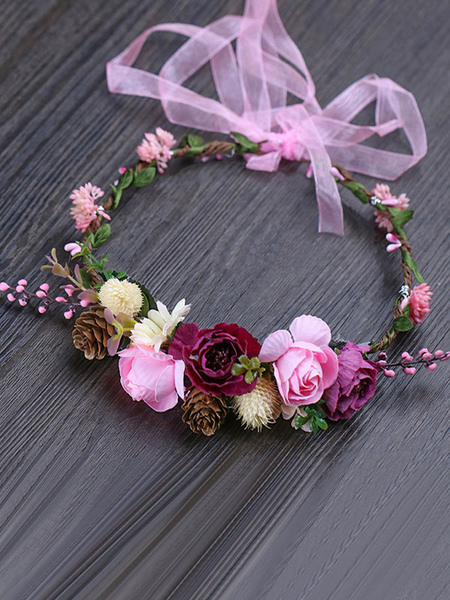 

Milanoo Headpiece Wedding Headwear Flower Cotton Blend Hair Accessories For Bride, Light sky blue;ecru white;pink