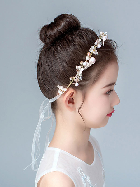 

Milanoo Flower Girl Headpieces Blond Pearls Accessory Pearl Kids Hair Accessories
