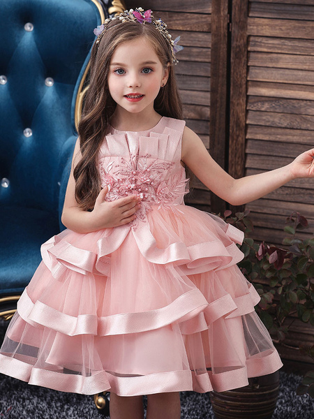 

Milanoo Flower Girl Dresses Jewel Neck Tulle Sleeveless Knee Length Princess Silhouette Flowers Form, Yellow;ture red;dark green;soft pink;coral