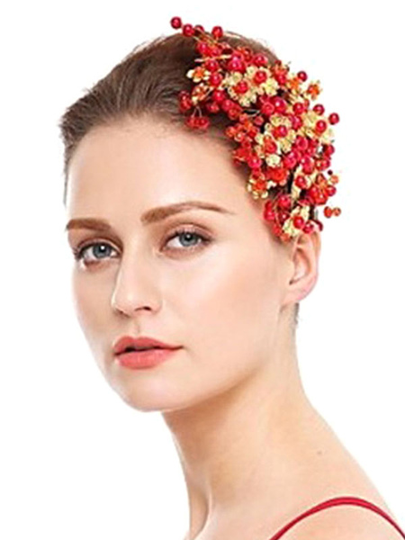 

Milanoo Wedding Headpieces Red Bridal Hair Accessories, Ture red