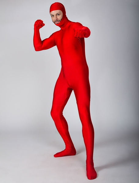 Image of Carnevale Morph Suit Abito rosso classico Zentai Halloween Lycra Spandex Body con costume aperto costume Morphsuits Halloween