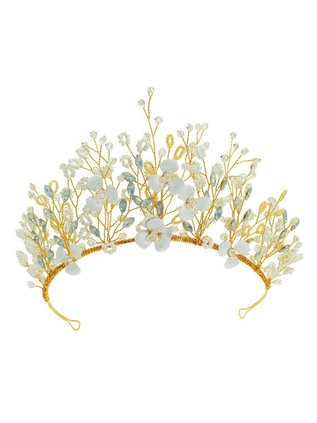 

Milanoo Wedding Headpiece Earrings Tiara Plated Bridal Hair Accessories, Blond