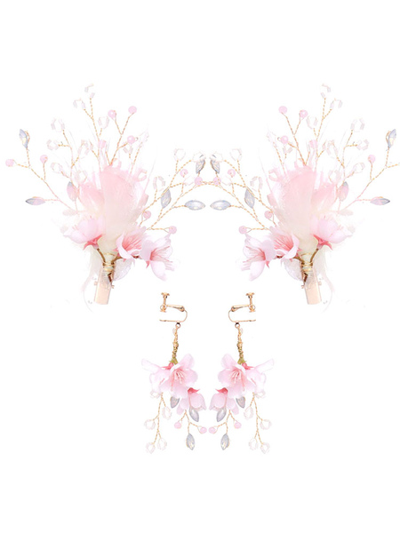 Image of Set di gioielli da sposa Set di gioielli da sposa con orecchino copricapo vintage in metallo con piume belle