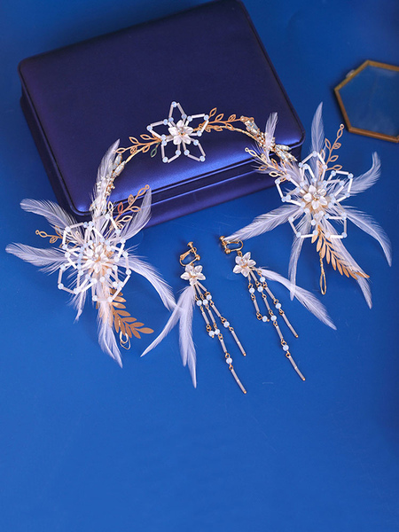 Image of Set di gioielli per orecchini e orecchini da sposa con strass in metallo