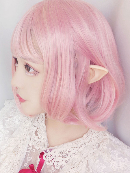 Image of Parrucca dolce Lolita parrucca capelli rosa chiaro resistente al calore in fibra Lolita