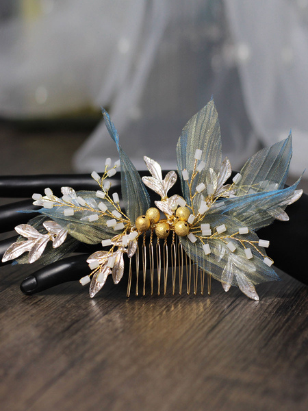 

Milanoo Headpieces Wedding Leaves Beaded Headwear Bridal Hair Accessories, Blond