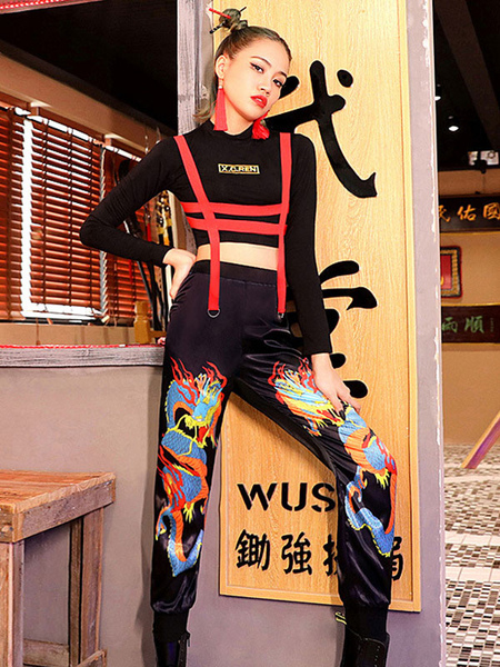 Image of Costumi di danza jazz Pantaloni con top in stile cinese Abbigliamento da ballo