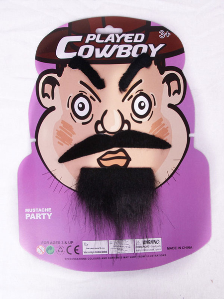 Image of Costumi per le feste con barba da cowboy nero unisex per capelli facciali di Halloween