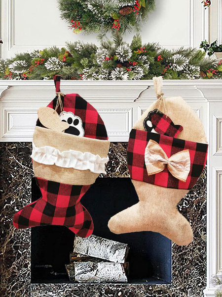 Image of Calzini natalizi per animali domestici Decorazioni natalizie Sacchetto regalo per calzini natalizi